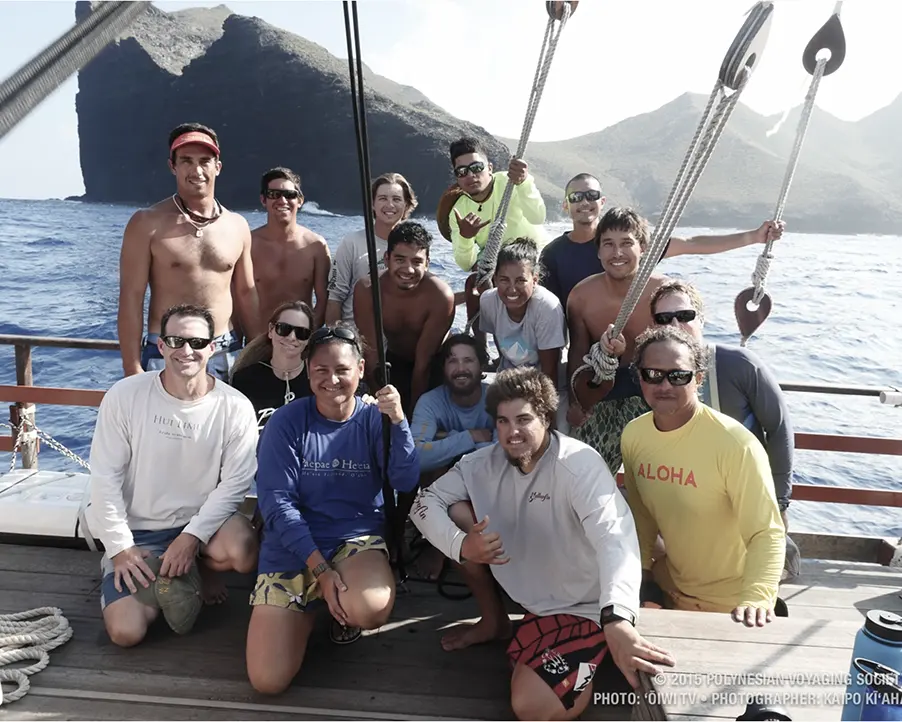 The Crew aboard the Hikianalia sailing vessel